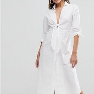 Parallel Lines Maxi Shirt with Tie Front